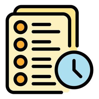 Assignment time icon color outline vector