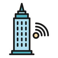 vector de contorno de color de icono de torre wifi