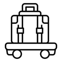 vector de contorno de icono de carro de equipaje. maleta hotelera