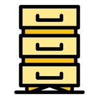 Data file drawer icon color outline vector