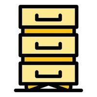 Data file drawer icon color outline vector