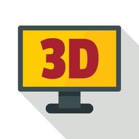 Computer monitor with 3d inscription icon vector