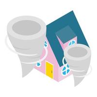 Tornado icon isometric vector. Strong whirlwind near residential building icon vector