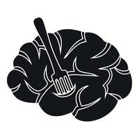 Fork is inserted into the brain icon, simple style vector