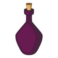 Round alcohol bottle icon, cartoon style vector