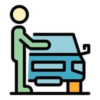 Car hitchhiking icon color outline vector