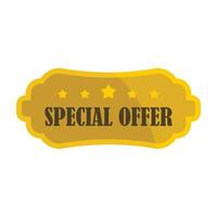 Golden special offer label icon, flat style vector