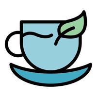 vector de contorno de color de icono de taza de té de china