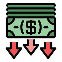 Crisis cash money icon color outline vector