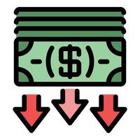 Crisis cash money icon color outline vector