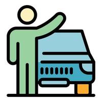 Student hitchhiking icon color outline vector