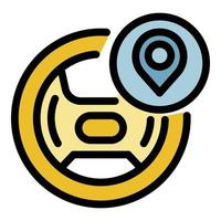 Unmanned taxi check location icon color outline vector