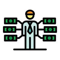 Broker money scheme icon color outline vector