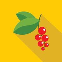 Red currants branch with green leaves icon vector