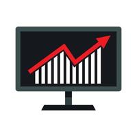 Statistics on monitor icon, flat style vector