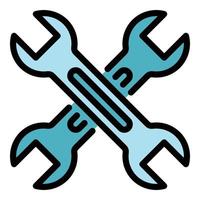 Crossed fixed key icon color outline vector