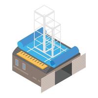 Construction project icon isometric vector. Graphic wireframe of future building vector