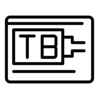 vector de contorno de icono tb ssd. memoria de datos