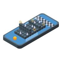 Mobile gameplay icon isometric vector. Game machine vector