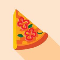Pizza with red pepper and herbs icon, flat style vector