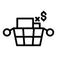 vector de contorno de icono de cesta en línea. programa de clientes