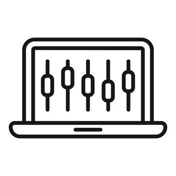 vector de contorno del icono de control del portátil. centro de la pantalla