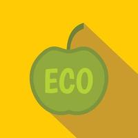 icono de manzana verde ecológica, tipo plano vector