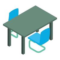 Conference furniture icon isometric vector. Rectangular table and two chair icon vector