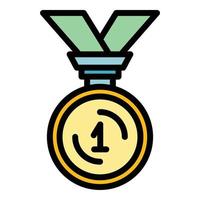 Sport medal icon color outline vector