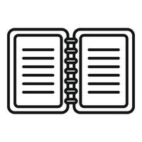 Open notepad icon outline vector. Letter text vector