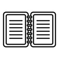 Open notepad icon outline vector. Letter text vector