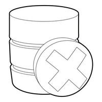 Closed database icon, outline style vector