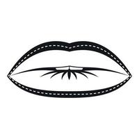 Lips with lines drawn around it icon, simple style vector