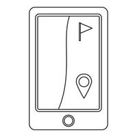 Phone with golf flag icon, outline style vector