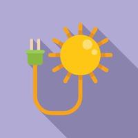 Solar energy plug icon flat vector. Eco power vector