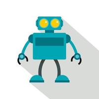 Blue robot icon, flat style vector