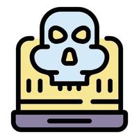 Fraud laptop security icon color outline vector