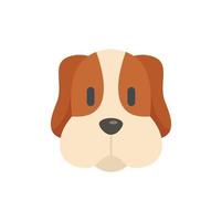 perro, cabeza, icono, plano, aislado, vector