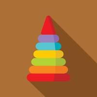 Colorful toy pyramid icon, flat style vector