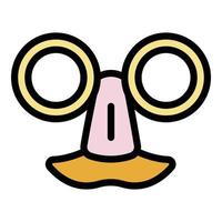 Hoax nose mustache icon color outline vector
