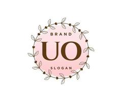 logotipo femenino inicial uo. utilizable para logotipos de naturaleza, salón, spa, cosmética y belleza. elemento de plantilla de diseño de logotipo de vector plano.