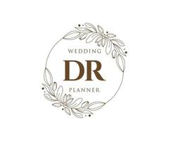 DR Initials letter Wedding monogram logos collection, hand drawn modern minimalistic and floral templates for Invitation cards, Save the Date, elegant identity for restaurant, boutique, cafe in vector