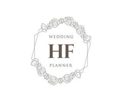 colección de logotipos de monograma de boda con letras iniciales hf, plantillas florales y minimalistas modernas dibujadas a mano para tarjetas de invitación, guardar la fecha, identidad elegante para restaurante, boutique, café en vector