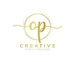 Initial OP feminine logo. Usable for Nature, Salon, Spa, Cosmetic and Beauty Logos. Flat Vector Logo Design Template Element.