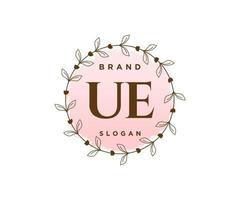 Initial UE feminine logo. Usable for Nature, Salon, Spa, Cosmetic and Beauty Logos. Flat Vector Logo Design Template Element.