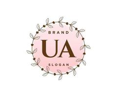 logotipo femenino inicial de ua. utilizable para logotipos de naturaleza, salón, spa, cosmética y belleza. elemento de plantilla de diseño de logotipo de vector plano.