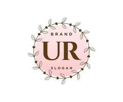 Initial UR feminine logo. Usable for Nature, Salon, Spa, Cosmetic and Beauty Logos. Flat Vector Logo Design Template Element.