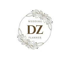 DZ Initials letter Wedding monogram logos collection, hand drawn modern minimalistic and floral templates for Invitation cards, Save the Date, elegant identity for restaurant, boutique, cafe in vector