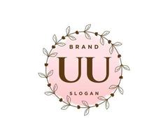 Initial UU feminine logo. Usable for Nature, Salon, Spa, Cosmetic and Beauty Logos. Flat Vector Logo Design Template Element.