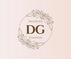 DG Initials letter Wedding monogram logos collection, hand drawn modern minimalistic and floral templates for Invitation cards, Save the Date, elegant identity for restaurant, boutique, cafe in vector